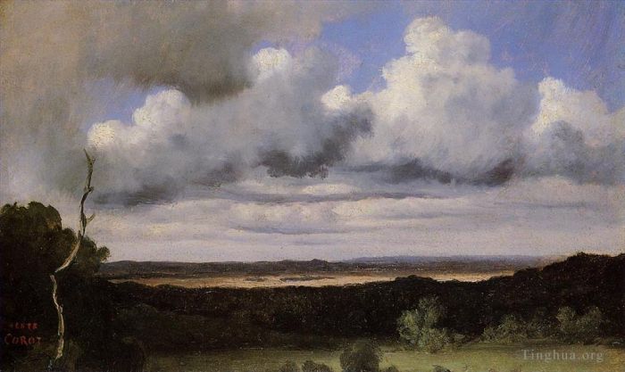 Jean-Baptiste-Camille Corot Peinture à l'huile - Tempête de Fontainebleau sur les plaines