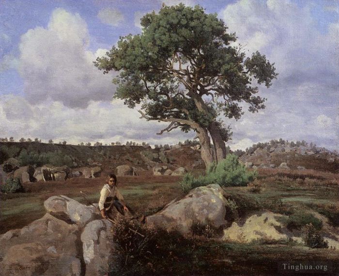 Jean-Baptiste-Camille Corot Peinture à l'huile - FontainebleauLe Furieux