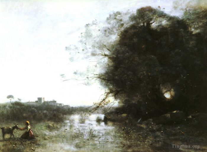 Jean-Baptiste-Camille Corot Peinture à l'huile - Le Marais Au Grand Arbre