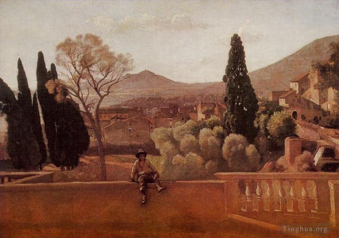 Jean-Baptiste-Camille Corot Peinture à l'huile - Jardins de la Villa d'Este à Tivoli