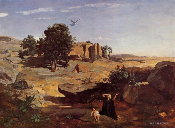 Jean-Baptiste-Camille Corot Peinture à l'huile - Agar dans le désert