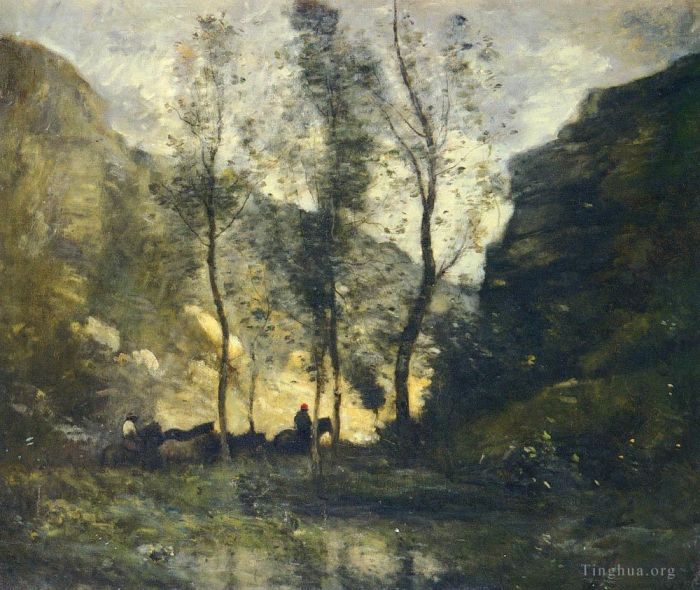 Jean-Baptiste-Camille Corot Peinture à l'huile - LES CONTREBANDIERS