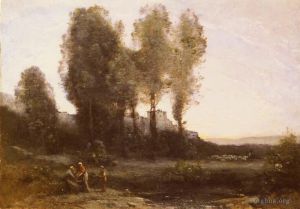 Jean-Baptiste-Camille Corot œuvres - Le Monastère Derrière Les Arbres
