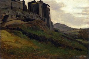 Jean-Baptiste-Camille Corot œuvres - Marino Grands Bâtiments sur les Rochers