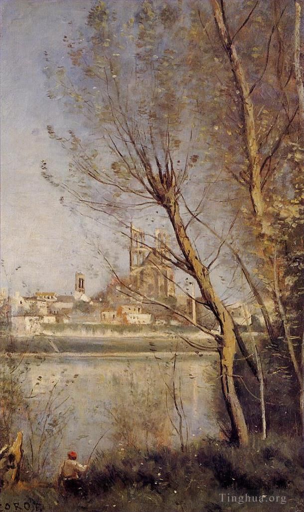 Jean-Baptiste-Camille Corot Peinture à l'huile - Nantes la Cathédrale et la Ville vues à travers les arbres