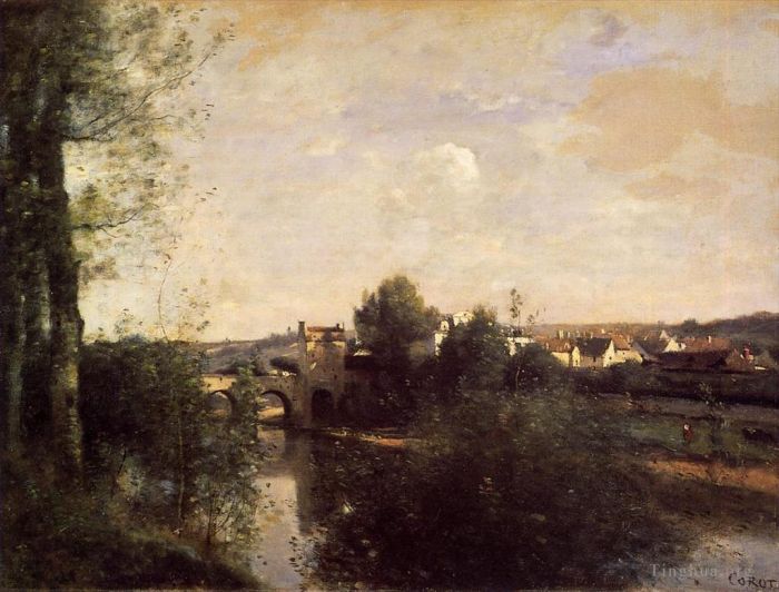 Jean-Baptiste-Camille Corot Peinture à l'huile - Vieux Pont de Limay sur Seine