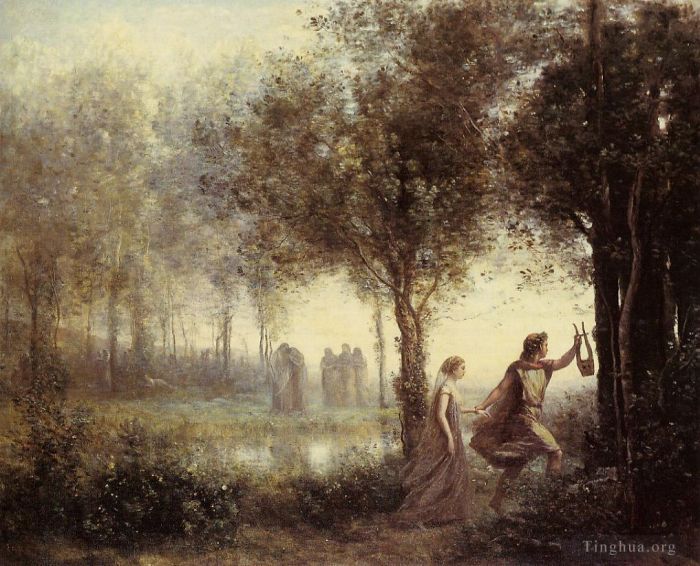Jean-Baptiste-Camille Corot Peinture à l'huile - Orphée conduisant Eurydice des Enfers