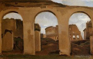 Jean-Baptiste-Camille Corot œuvres - Rome Le Colisée vu à travers les arches de la basilique de Constantin