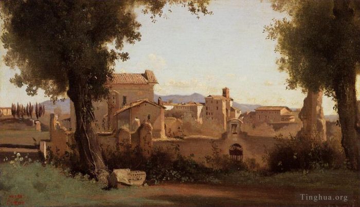 Jean-Baptiste-Camille Corot Peinture à l'huile - Vue de Rome depuis les jardins Farnèse Matin