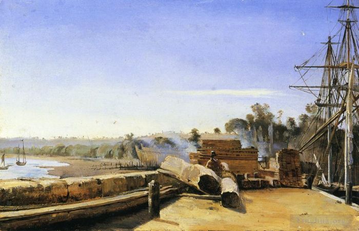 Jean-Baptiste-Camille Corot Peinture à l'huile - Chantier naval à Honfleur