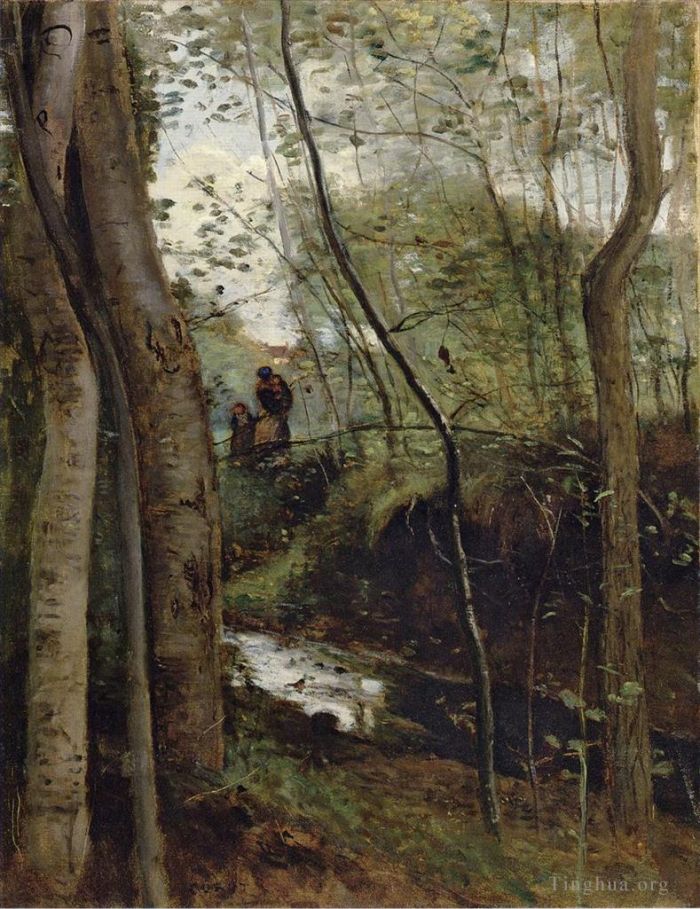 Jean-Baptiste-Camille Corot Peinture à l'huile - Stream in the Woods alias Un ruisseau sous bois
