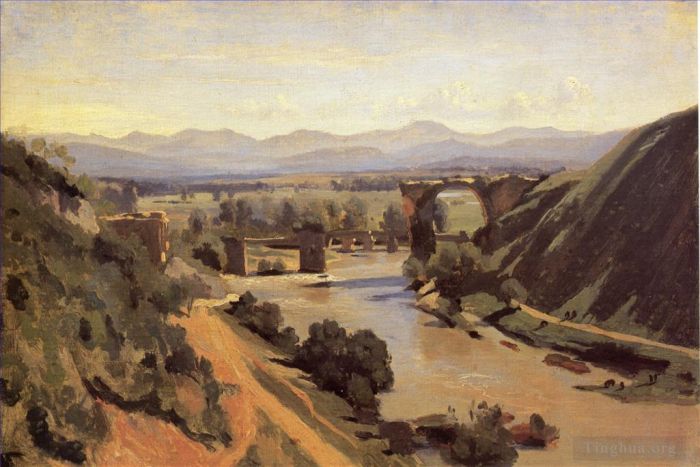 Jean-Baptiste-Camille Corot Peinture à l'huile - Le pont augustéen à Narni