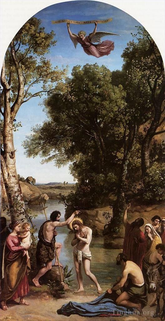 Jean-Baptiste-Camille Corot Peinture à l'huile - Le baptême du Christ