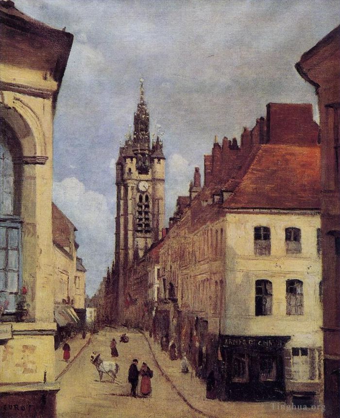 Jean-Baptiste-Camille Corot Peinture à l'huile - Le Beffroi de Douai