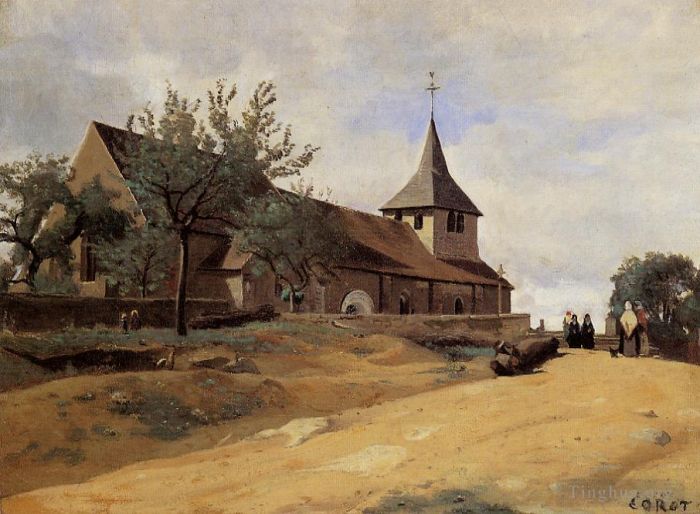 Jean-Baptiste-Camille Corot Peinture à l'huile - L'église de Lormes