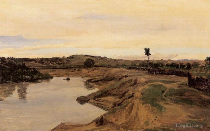 Jean-Baptiste-Camille Corot Peinture à l'huile - La Promenade Poussin alias Campagna Romaine