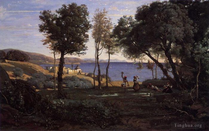 Jean-Baptiste-Camille Corot Peinture à l'huile - Vue près de Naples