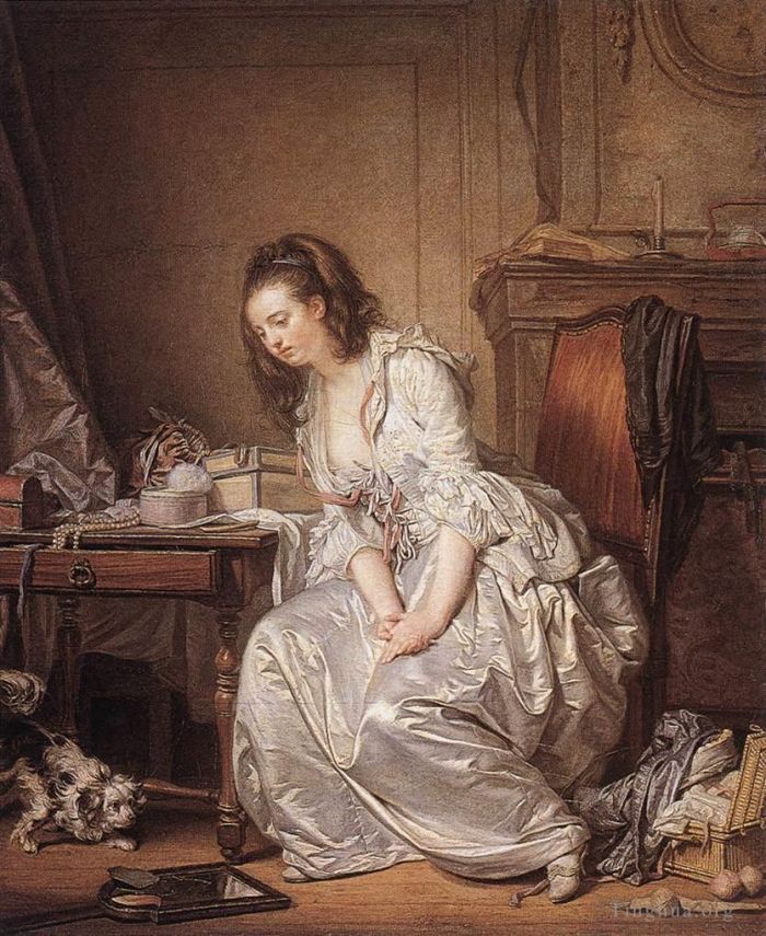 Jean-Baptiste Greuze Peinture à l'huile - Le miroir brisé