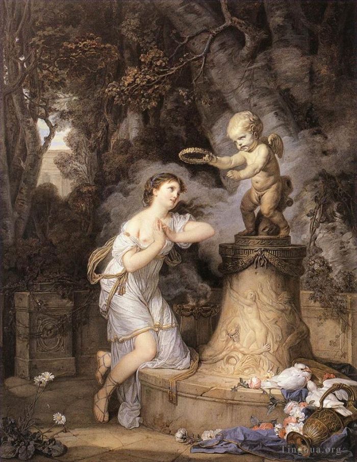 Jean-Baptiste Greuze Peinture à l'huile - Offrande votive à Cupidon