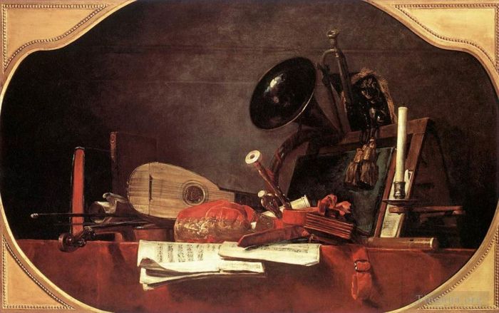 Jean-Baptiste-Siméon Chardin Peinture à l'huile - Attributs de la musique