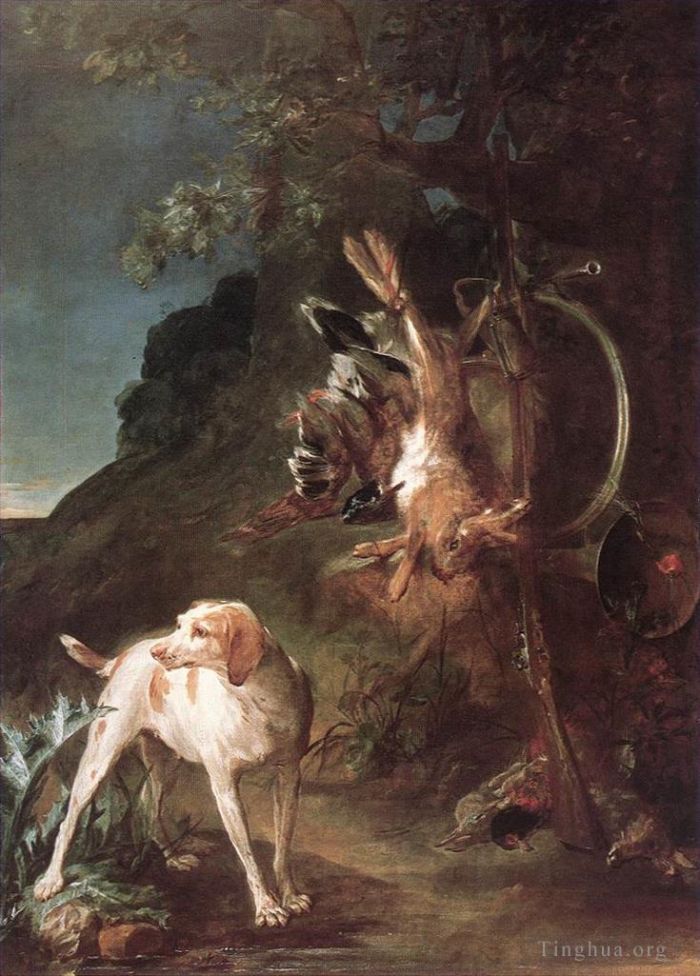 Jean-Baptiste-Siméon Chardin Peinture à l'huile - Jeu Nature Morte avec Chien de Chasse