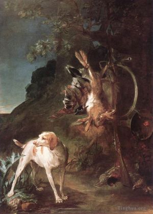 Jean-Baptiste-Siméon Chardin œuvres - Jeu Nature Morte avec Chien de Chasse