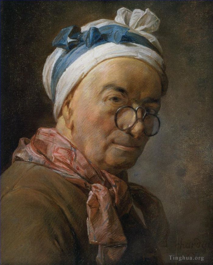 Jean-Baptiste-Siméon Chardin Peinture à l'huile - Autoportrait avec des lunettes
