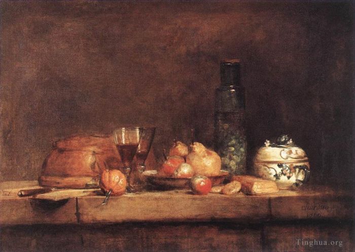 Jean-Baptiste-Siméon Chardin Peinture à l'huile - Nature morte au pot d'olives