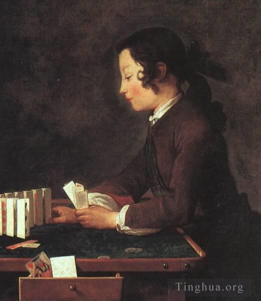 Jean-Baptiste-Siméon Chardin Peinture à l'huile - Le château de cartes 1740