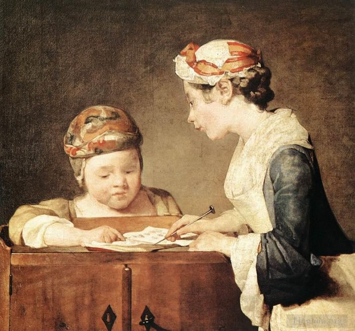 Jean-Baptiste-Siméon Chardin Peinture à l'huile - La jeune institutrice