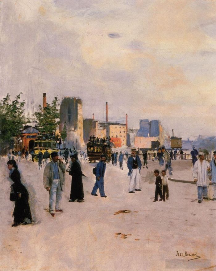 Jean Béraud Peinture à l'huile - Une promenade matinale