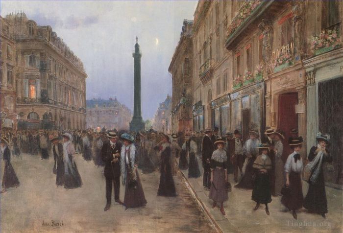 Jean Béraud Peinture à l'huile - La Modiste Sur Les Champs Elysées