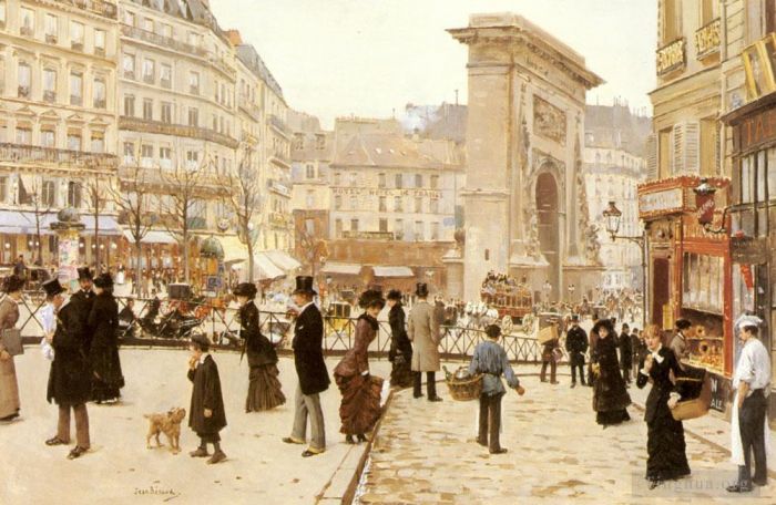 Jean Béraud Peinture à l'huile - Le Boulevard Saint-Denis