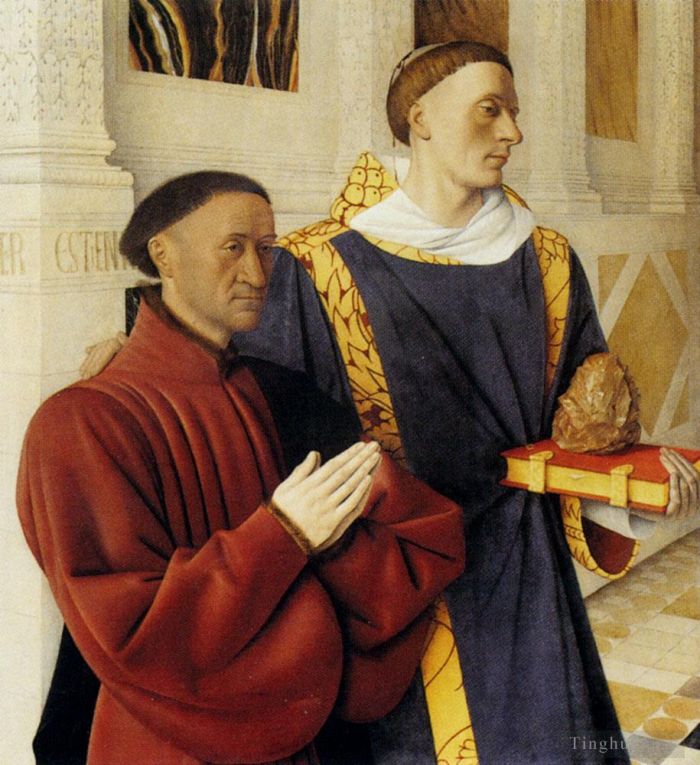 Jehan Fouquet Peinture à l'huile - Etienne Chevalier avec St Stephen