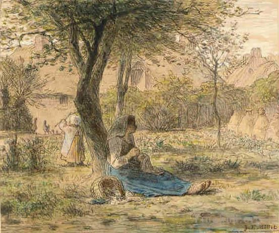 Jean-François Millet Peinture à l'huile - Dans le jardin