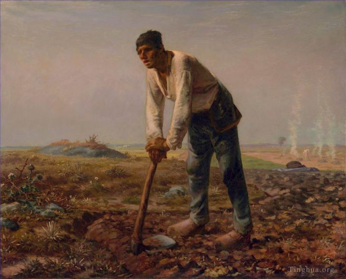 Jean-François Millet Peinture à l'huile - Homme avec une houe