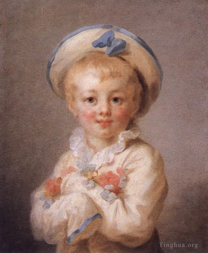 Jean-Honoré Fragonard Peinture à l'huile - Un garçon en tant que Pierrot