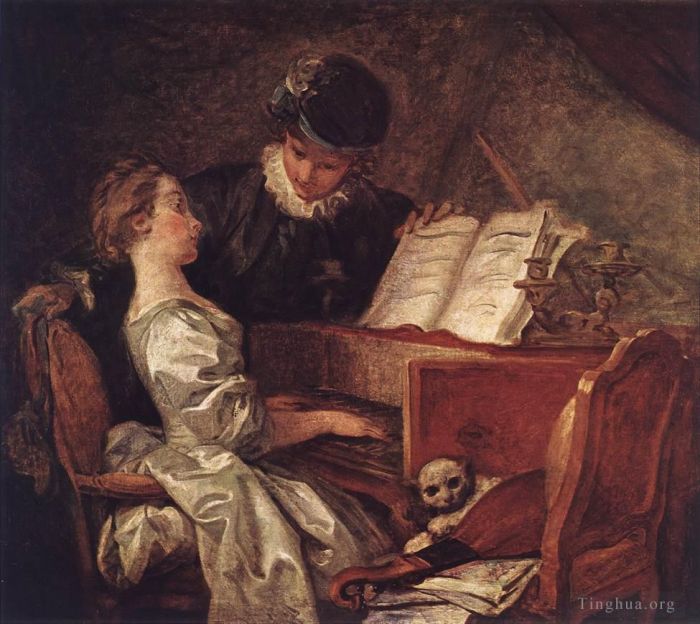 Jean-Honoré Fragonard Peinture à l'huile - Cours de musique