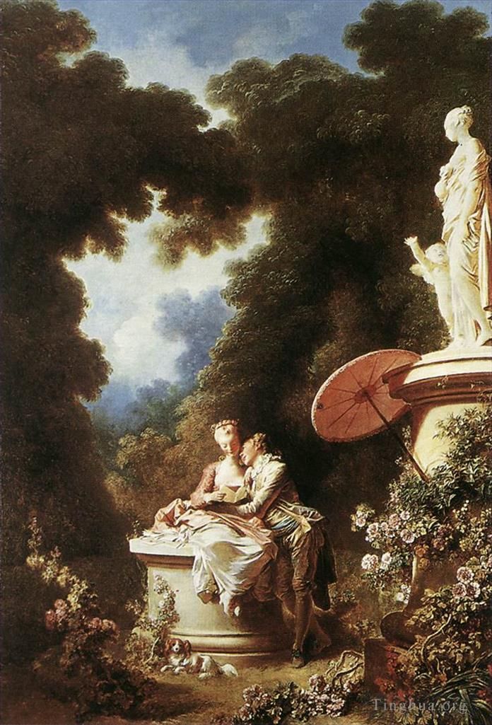 Jean-Honoré Fragonard Peinture à l'huile - La confession d'amour