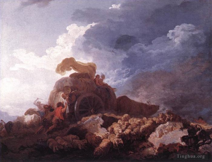 Jean-Honoré Fragonard Peinture à l'huile - La tempête