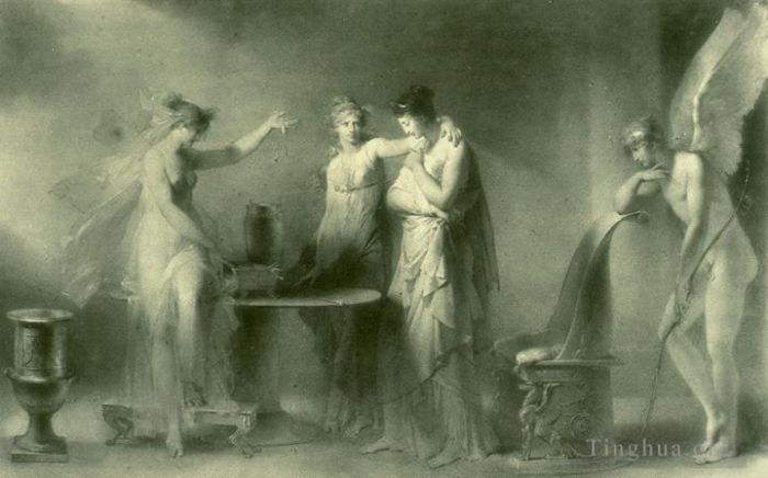 Jean-Honoré Fragonard Peinture à l'huile - Psyché et ses deux sœurs