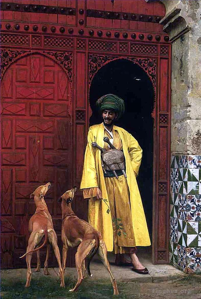 Jean-Léon Gérôme Peinture à l'huile - Un Arabe et son chien