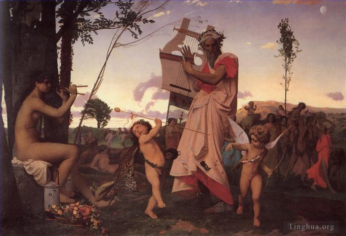 Jean-Léon Gérôme Peinture à l'huile - Anacréon Bacchus et l'amour