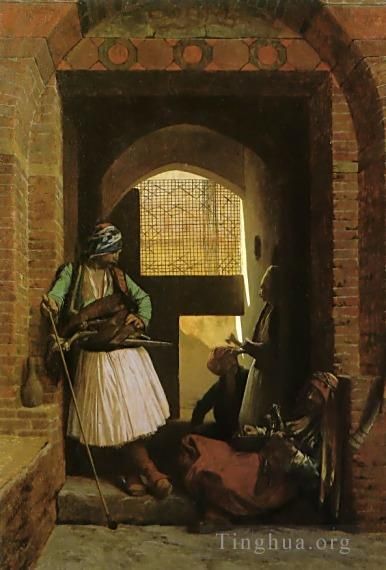 Jean-Léon Gérôme Peinture à l'huile - Arnauts du Caire à la porte de BabelNasr grec arabe