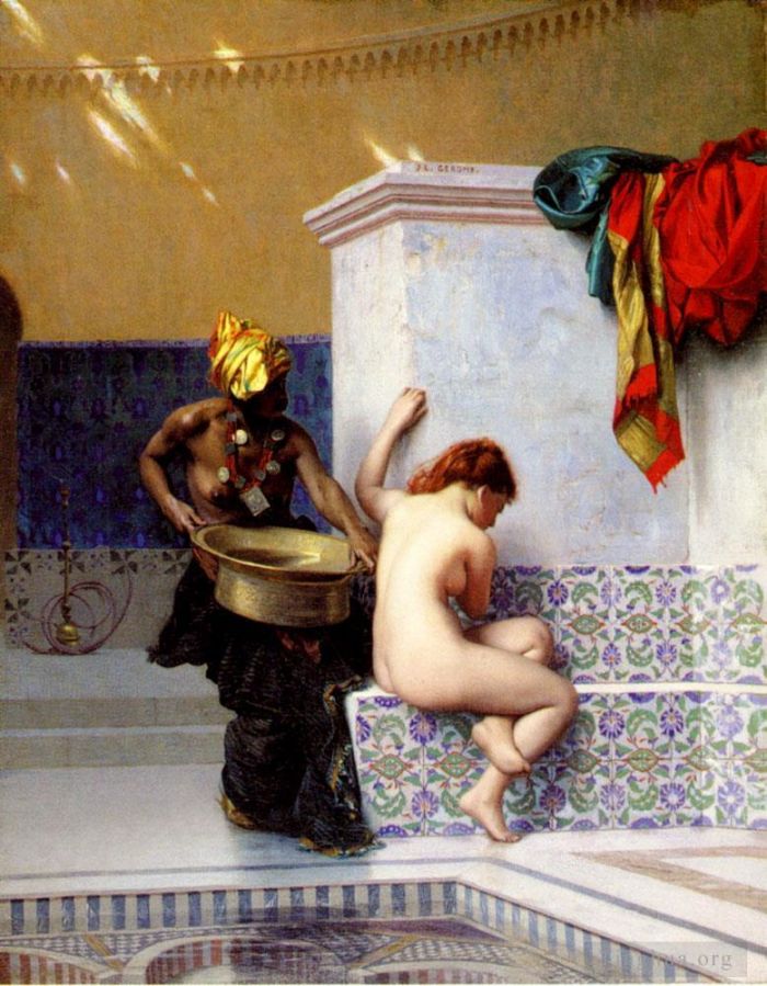 Jean-Léon Gérôme Peinture à l'huile - Bain Turc Ou Bain Maure deux femmes