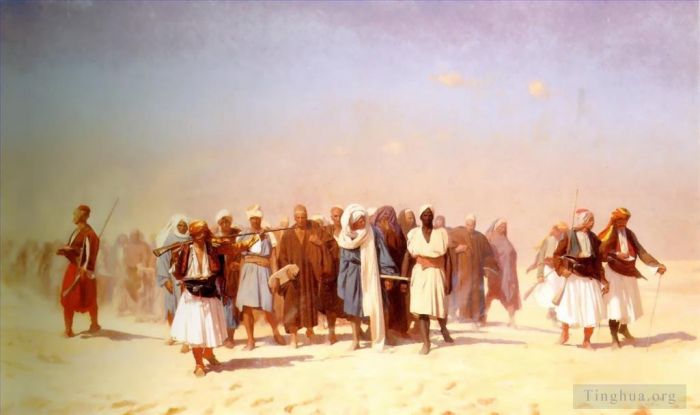 Jean-Léon Gérôme Peinture à l'huile - Recrues égyptiennes traversant le désert