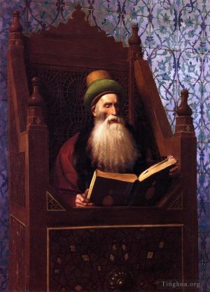 Jean-Léon Gérôme œuvres - Mufti lisant sur son tabouret de prière
