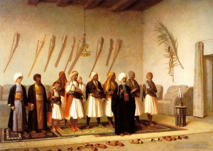Jean-Léon Gérôme Peinture à l'huile - Prière dans la maison d'un chef Arnaut