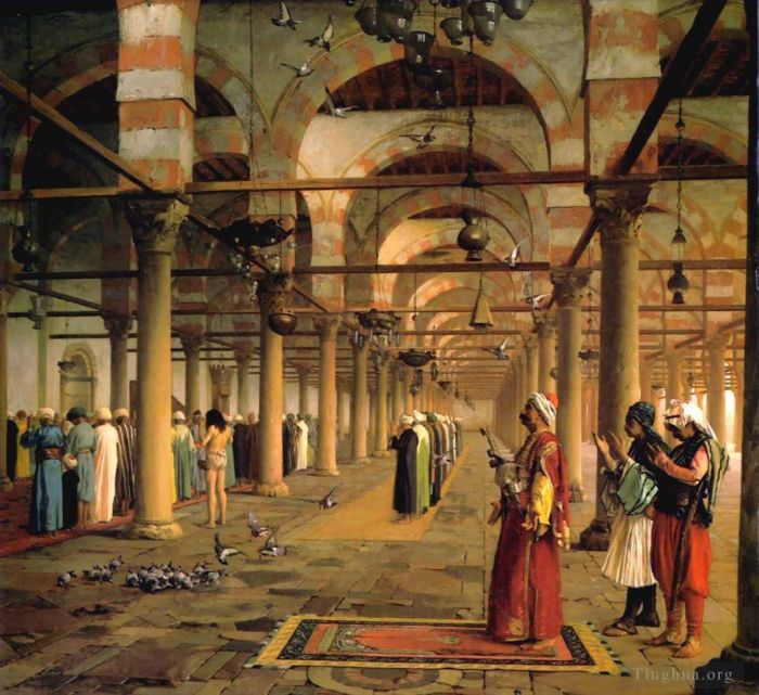 Jean-Léon Gérôme Peinture à l'huile - Prière publique à la mosquée Amr du Caire