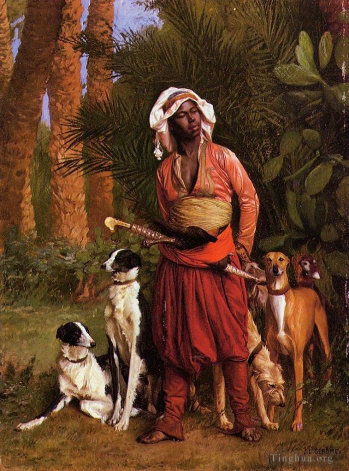 Jean-Léon Gérôme Peinture à l'huile - Le maître nègre des chiens